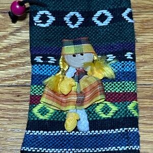 Handwoven Necklace Pouch with Yellow Doll Accent
